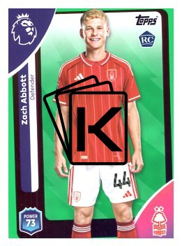 fotbalová kartička 2025-26 Topps  Premier League 241 Zach Abbott (Nottingham Forest)  -  Rookie-PARALLEL Green