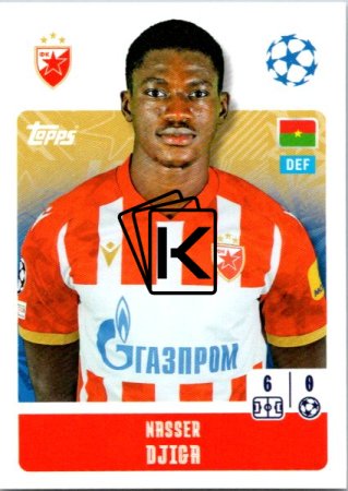 2024-25 Topps Champions League 458 Nasser Djiga (FK Crvena Zvezda)