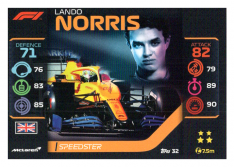 2020 Topps Formule 1Turbo Attax 32 Speedster Lando Norris McLaren F1 Team