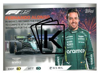 2025 Topps Turbo Attax F1 Aston Martin Epic Moments  111 Fernando Alonso