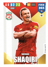 Fotbalová kartička Panini Adrenalyn XL FIFA 365 - 2020 Team Mate 42 Xherdan Shaqiri Liverpool FC