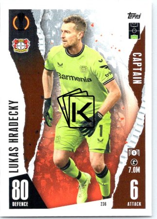 Fotbalová kartička 2023-24 Topps Match Attax UEFA Club Competitions 236 Lukas Hradecky Bayer 04 Leverkusen