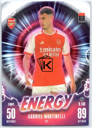 2023-24 Topps Match Attax EXTRA UEFA Club Competition Energy 272 Gabriel Martinelli (Arsenal)