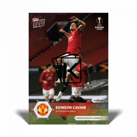 Fotbalová kartička Topps Now UEL 10 Edinson Cavani Manchester United
