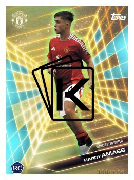 fotbalová kartička 2024-25 Topps Manchester United Fan Set Golden Future GF-1 Harry Amass Aqua /150