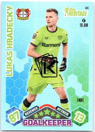 Fotbalová kartička 2023-24 Topps Match Attax UEFA Club Competitions Heritage 465 Lukas Hradecky Bayer 04 Leverkusen