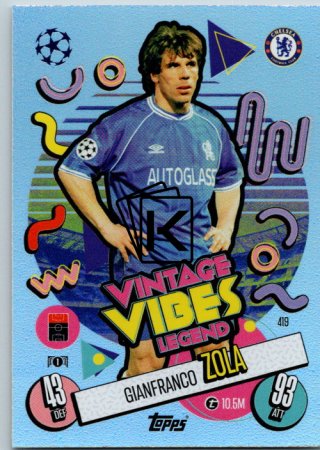 fotbalová kartička 2024-25 Topps Match Attax UEFA Club Competitions Vintage Vibes Legend 419 Gianfrnaco Zola (Chelsea)