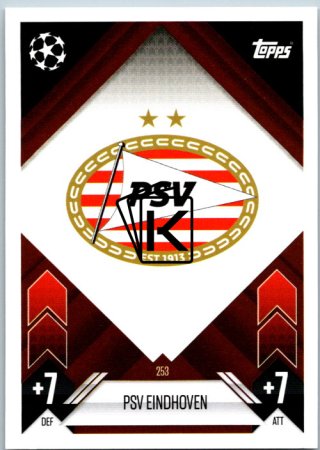 fotbalová kartička 2024-25 Topps Match Attax UEFA Club Competitions 253 Team Badge (PSV Eindhoven)