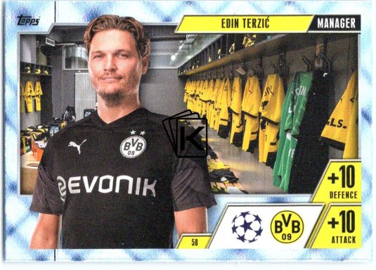 2023-24 Topps Match Attax EXTRA UEFA Club Competition Blue Crystal Parallel Managers 58 Edin Terzić (Borussia Dortmund)