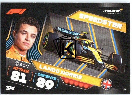 2022 Topps Formule 1Turbo Attax F1 Speedster 142 Lando Norris (McLaren)