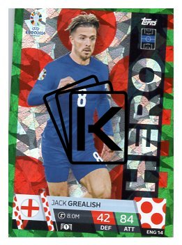 fotbalová karta Topps Match Attax EURO 2024 Green parallel Hero ENG 14 Jack Grealish (England)