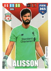 Fotbalová kartička Panini Adrenalyn XL FIFA 365 - 2020 Team Mate 34 Alisson Liverpool FC