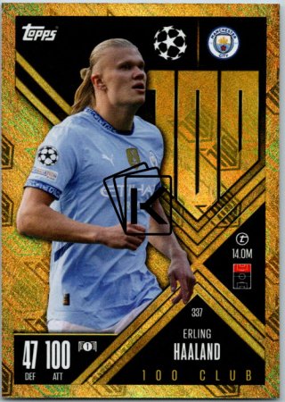 Fotbalová kartička 2024-25 Topps Match Attax EXTRA UEFA Club Competitions 100 CLUB 337.  Erling Haaland (Manchester City)