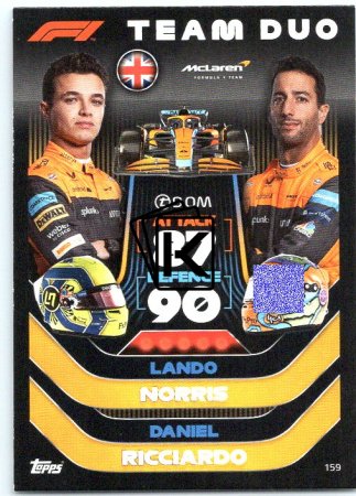 2022 Topps Formule 1Turbo Attax F1 Team Duo159 Lando Norris / Daniel Ricciardo (McLaren)