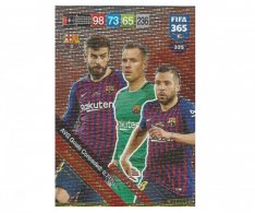 Fotbalová kartička Panini FIFA 365 – 2019  Defensive Wall 335 FC Barcelona Pique Ter Stegen Jordi Alba