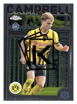 fotbalová kartička 2024-25 Topps Chrome 191 Cole Campbell, Borussia Dortmund RC