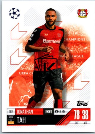 fotbalová kartička 2024-25 Topps Match Attax UEFA Club Competitions 192 Jonathan Tah (Bayer 04 Leverkusen)
