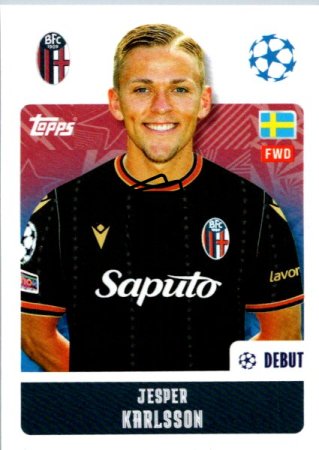 2024-25 Topps Champions League 122 Jesper Karlsson (Bolonia FC 1909)