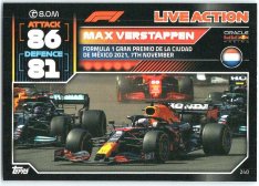 2022 Topps Formule 1Turbo Attax F1 Live Action 2021 240 Max Verstappen (Red Bull Racing)