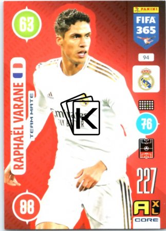 fotbalová karta Panini Adrenalyn XL FIFA 365 2021 Team Mate 94 Raphael Varane Real Madrid CF