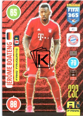 fotbalová karta Panini Adrenalyn XL FIFA 365 2021 Fans´ Favourite 41 Jérôme Boateng FC Bayern München