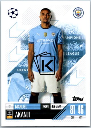 fotbalová kartička 2024-25 Topps Match Attax UEFA Club Competitions 17 Manuel Aknji (Manchester City)