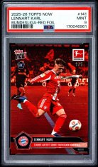 Gradovaná karta 2025-26 Topps Now Bundesliga Red Foil #141 Lennart Karl /5 (RC) PSA 9
