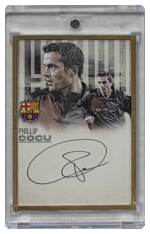 autographed card Topps Phillip Cocu FC Barcelona Gold Frame Hard Sign Auto 1/1