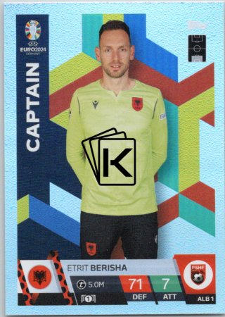 fotbalová karta Topps Match Attax EURO 2024 ALB1 Etrit Berisha (Albania) Captain