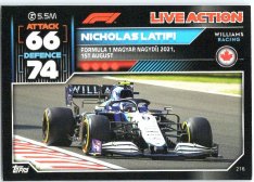 2022 Topps Formule 1Turbo Attax F1 Live Action 2021 216 Nicholas Latifi (Williams)