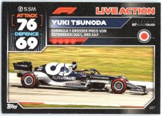 2022 Topps Formule 1Turbo Attax F1 Live Action 2021 207 Yuki Tsunoda (Scuderia AlphaTauri)
