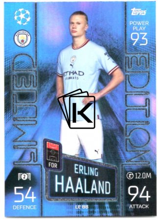Fotbalová kartička 2022-23 Topps Match Attax UCL Limited Edition Blue Burst Erling Haaland Manchester City