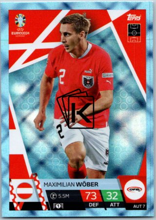 fotbalová karta Topps Match Attax EURO 2024 Blue Crystal AUT7 Maxmilian Wober Austria