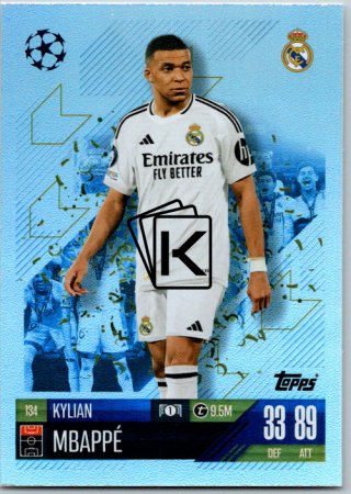 fotbalová kartička 2024-25 Topps Match Attax UEFA Club Competitions  134 Kylian Mbappé (Real Madrid CF)