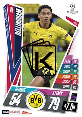 fotbalová kartička Topps Match Attax Champions League Match Attax On Demand 0D3-01 Jude Bellingham Borussia Dortmund