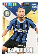 Fotbalová kartička Panini Adrenalyn XL FIFA 365 - 2020 Team Mate 234 Danilo D’Ambrosio Inter Milan