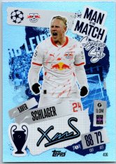 fotbalová kartička 2024-25 Topps Match Attax UEFA Club Competitions Man of the Match Signature Style 406 Xaver Schlager (RB Leipzig)