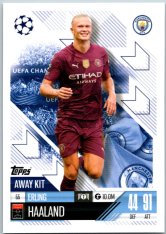 Fotbalová kartička 2024-25 Topps Match Attax EXTRA UEFA Club Competitions Away Kit 55.  Erling Haaland (Manchester City)