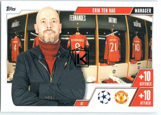 2023-24 Topps Match Attax EXTRA UEFA Club Competition Managers 47 Erik ten Hag (Manchester United)