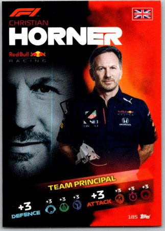 2021 Topps Formule 1 Turbo Attax Principal Card 185 Christian Horner Red Bull Racing