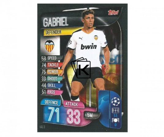 Fotbalová kartička 2019-2020 Topps Match Attax Champions League Valencia CF  Gabriel 3