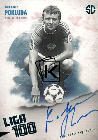 podepsaná karta 2025 Supr Cards Liga 100 PO-LU Lubomír Pokluda Rudá Hvězda Cheb turquoise /5