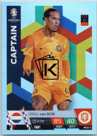 fotbalová karta Topps Match Attax EURO 2024 NED3 Virgil van Dijk (Netherlands)  -  Captain
