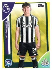 fotbalová kartička 2025-26 Topps  Premier League 222 Tino Livramento (Newcastle United)-PARALLEL Yellow