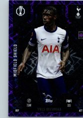 Fotbalová kartička 2024-25 Topps Match Attax EXTRA UEFA Club Competitions Midfield Shield 323.  Yves Bissouma (Tottenham Hotspur) Purple Parallel