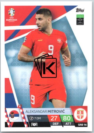 fotbalová karta Topps Match Attax EURO 2024 SRB16 Aleksandar Mitrović (Serbia)