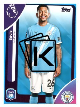 fotbalová kartička 2025-26 Topps  Premier League 192 Sávio  (Manchester City)-PARALLEL Blue