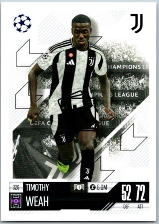 fotbalová kartička 2024-25 Topps Match Attax UEFA Club Competitions 326 Timothy Weah (Juventus)