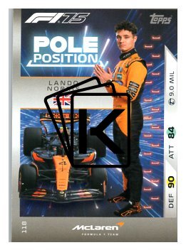 2025 Topps Turbo Attax F1  McLaren Pole Position  118 Lando Norris