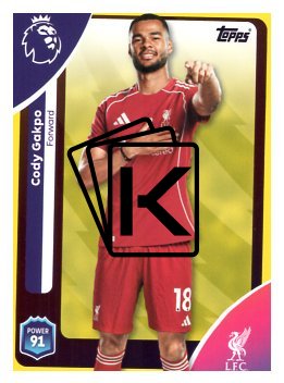 fotbalová kartička 2025-26 Topps  Premier League 175 Cody Gakpo (Liverpool)-PARALLEL Yellow